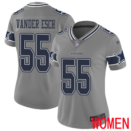 Women Dallas Cowboys Limited Gray Leighton Vander Esch #55 Inverted Legend NFL Jersey